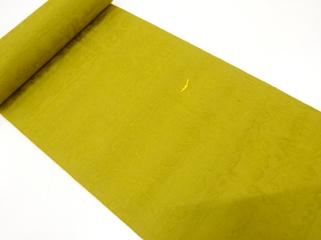 アンティーク　屋敷に草花模様織り出し　名古屋帯地反物